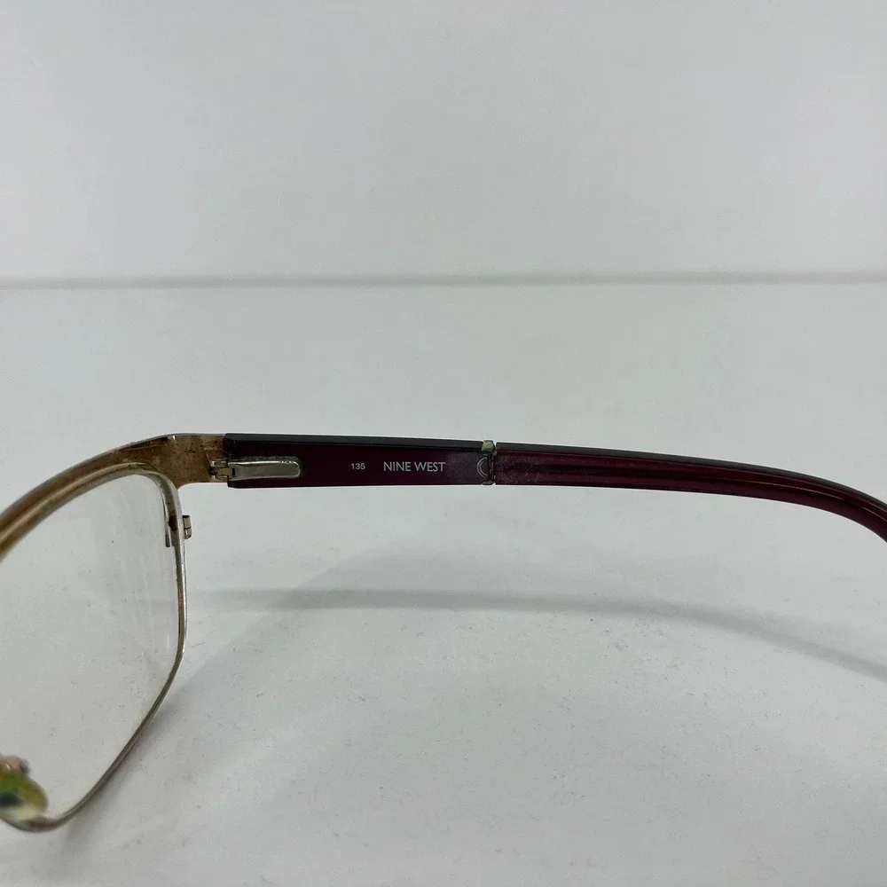 Nine West NW1072 Burgundy Gold Rectangular‎ Cat Eye Eyeglasses 52-17-135 602